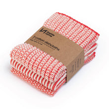 Load image into Gallery viewer, Reusable & Eco-Friendly Cotton Knit Dishcloths: Textured Red