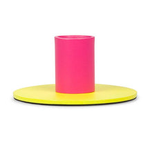 Load image into Gallery viewer, Two-Tone Sulphur & Neyron Pink Metal Candleholder