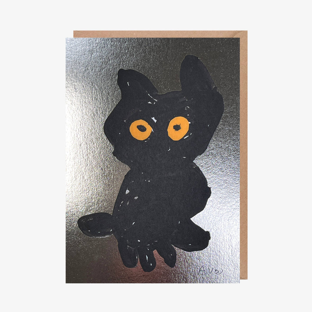 Greeting Card - Ava's Black Cat, Foil Finish