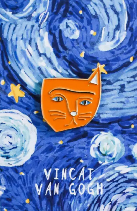 Vincat Van Gogh Cat Artist Pin