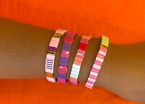 Colour Block Enamel Tile Bracelets