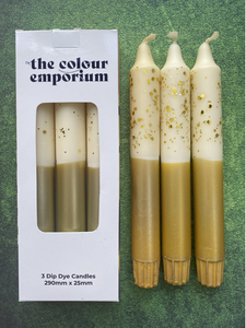 Dip Dye Dinner Candle Trio - Angel Wings