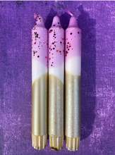 Load image into Gallery viewer, Dip Dye Dinner Candle Trio - Sugar Plum Fairy
