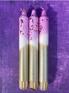 Dip Dye Dinner Candle Trio - Sugar Plum Fairy