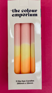 Dip dyed candles- Buttercream Peony (pack of three)