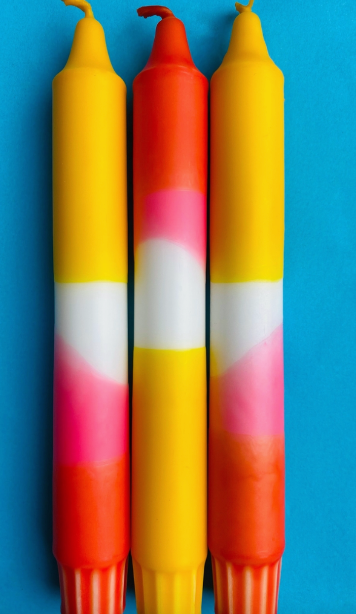Dip dyed candles-Fruit Salad (pack of three)