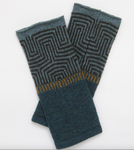 KATE JONES - GORSE WOOL FINGERLESS GLOVES - OCEAN BLUE/CASPIAN