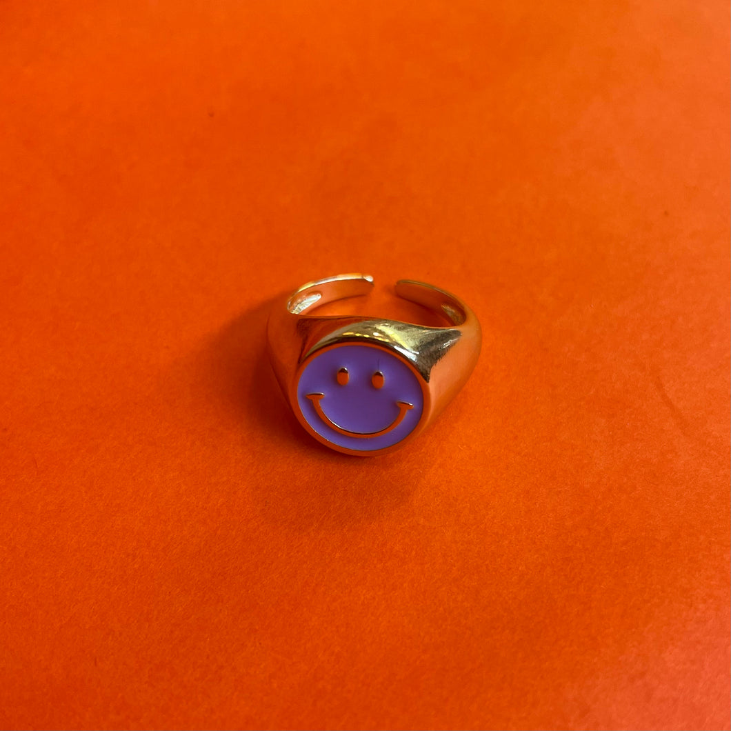 Smiley  Face Ring - Purple