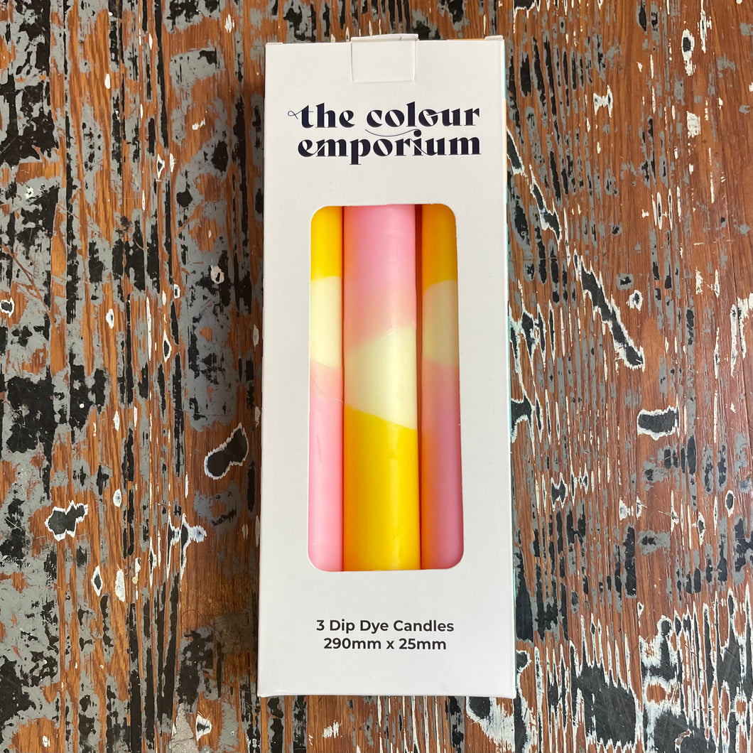 Dip dyed candles- Spring Bonnet (pack of three)