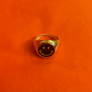 Smiley  Face Ring - Black