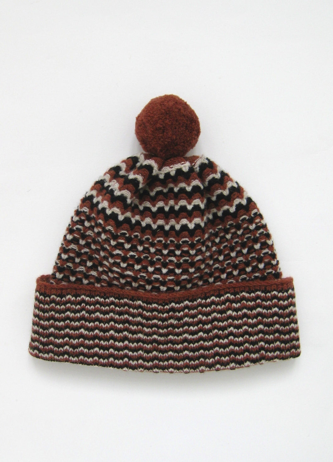 Wool textured stripe hat - Terracotta
